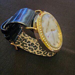 Betsey Johnson Crystal-Accented Leopard Print Watch